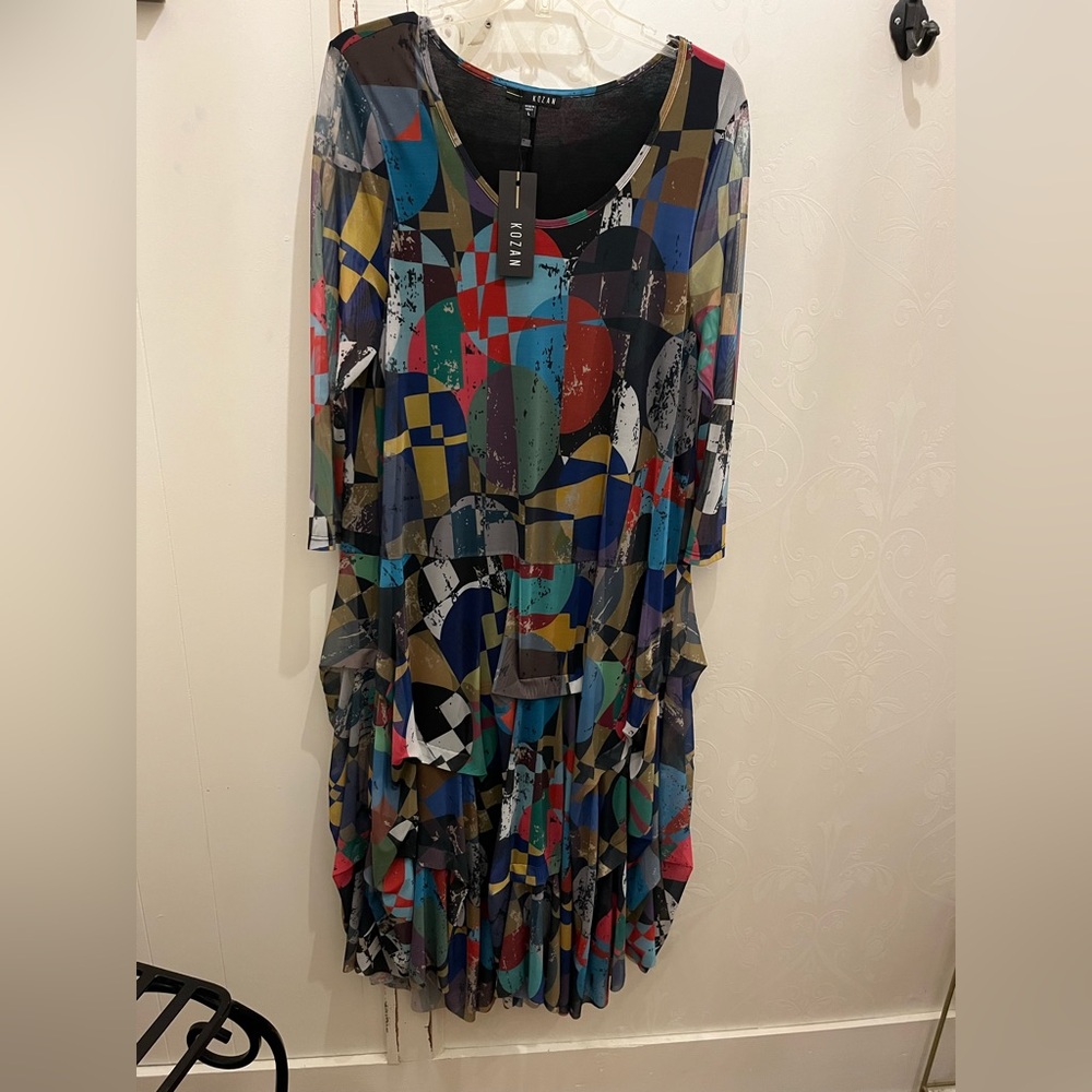 Artistic Long Sleeve Geometric Dress